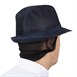 Chapeau Trilby bleu marine avec résille