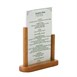 Porte-menus de table acrylique avec support en bois Securit teck