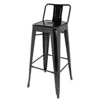 Tabourets hauts en acier noir avec dossier Bolero Bistro (lot de 4)