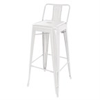 Tabouret haut Bolero Bistro en acier avec dossier blanc (lot de 4)