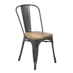 Chaises en acier avec assise en bois Bolero Bistro gris métallisé (lot de 4)
