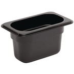 Bac Gastronorme en polycarbonate noir un neuvième 100mm Vogue