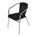Fauteuils en rotin PE empilables Bolero noirs et aluminium (Lot de 4)