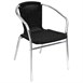 Fauteuils en rotin PE empilables Bolero noirs et aluminium (Lot de 4)