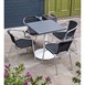 Fauteuils en rotin PE empilables Bolero noirs et aluminium (Lot de 4)
