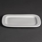 Assiettes rectangulaires arrondies Olympia Whiteware 230mm (lot de 12)