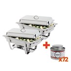 OFFRE SPÉCIALE Set de 2 chafing dishs Milan GN 1/1 avec 72 capsules de combustible liquide Olympia