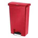 Poubelle à pédale frontale Rubbermaid Slim Jim rouge 50L