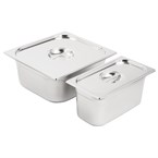Ensemble de bacs GN 1/3 et 2/3 inox avec couvercles Vogue