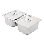 Ensemble de bacs GN 2 x 1/2 en inox avec couvercles Vogue