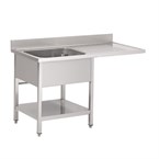 Plonge inox avec étagère basse et emplacement lave-vaisselle Gastro M 1 bac à gauche 120 x 70 x 85 cm