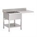 Plonge inox avec étagère basse et emplacement lave-vaisselle Gastro M 1 bac à gauche 120 x 70 x 85 cm