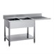 Plonge inox avec étagère basse et emplacement lave-vaisselle Gastro M 2 bacs à gauche 160 x 70 x 85 cm