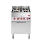 Fourneau 4 feux gaz sur four électrique à convection GN 2/3 porte pleine Gastro M 60/60CFGE/P