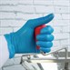 Gants alimentaires en vinyle non poudrés Vogue bleus