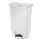 Poubelle à pédale frontale large Slim Jim Step-On Rubbermaid blanche 50L