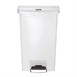 Poubelle à pédale frontale large Slim Jim Step-On Rubbermaid blanche 50L