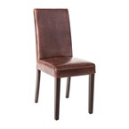 Chaise dossier haut en simili cuir Bolero marron foncé patiné x2