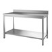 Table de préparation inox 304 avec étagère basse et dosseret Gastro M 89x200x70cm