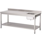 Table du chef avec bac à droite et dosseret Gastro M 850x1800x700mm