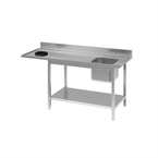 Table d'entrée lave-vaisselle inox avec bac à droite TVO dosseret et tablette inférieure Gastro M 1000 x 700mm