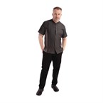 Veste mixte à boutons pression manches courtes Chef Works Tribeca denim noir