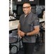 Veste mixte à boutons pression manches courtes Chef Works Tribeca denim noir