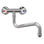 Robinets mélangeur bi-trou modèle lourd 3/4" fixation murale col bas