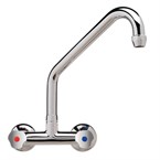 Robinets mélangeur bi-trou modèle lourd 3/4" fixation murale col haut