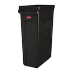 Collecteur de recyclage avec conduits d'aération Rubbermaid Slim Jim noir 87L