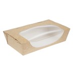 Barquettes à salade kraft recyclables avec fenêtre 1000ml (lot de 200)