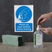Autocollant Désinfection des mains avant d'entrer format A4