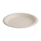 Assiettes rondes compostables en bagasse Fiesta Green coloris naturel (lot de 50)
