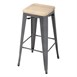Tabourets hauts en acier gris avec assise en bois Bolero Bistro (lot de 4)