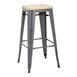 Tabourets hauts en acier gris avec assise en bois Bolero Bistro (lot de 4)