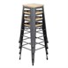 Tabourets hauts en acier gris avec assise en bois Bolero Bistro (lot de 4)