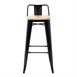 Tabourets bistro hauts avec dossier et assise en bois Bolero noirs (lot de 4)
