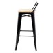 Tabourets bistro hauts avec dossier et assise en bois Bolero noirs (lot de 4)