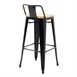 Tabourets bistro hauts avec dossier et assise en bois Bolero noirs (lot de 4)