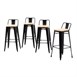 Tabourets bistro hauts avec dossier et assise en bois Bolero noirs (lot de 4)