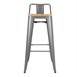 Tabourets bistro hauts avec dossier et assise en bois Bolero gris métallisé (lot de 4)