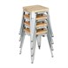 Tabourets bistro bas en acier avec assise en bois Bolero (lot de 4)