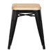 Tabourets bistro bas en acier noir avec assise en bois Bolero (lot de 4)