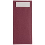 Pochettes à couverts bordeaux avec serviette blanche Europochette (lot de 500)