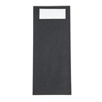Pochettes à couverts noires avec serviette blanches Europochette (lot de 500)