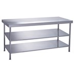 Table centrale inox entièrement soudée avec 2 étagères inférieures Parry 1200x600mm