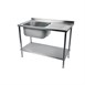 Plonge inox soudée cuve à gauche égouttoir à droite Holmes 1200 mm