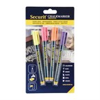 Marqueurs craie liquide Securit pointe 1-2mm couleurs tropicales (lot de 4)