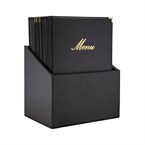 Boîte avec 20 protège-menus simili cuir A4x4 Securit Classic noirs