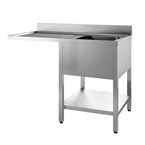 Plonge avec dosseret 1 bac et sous-tablette à droite et 1 égouttoir et espace LV à gauche Gastro M 1200x700x850mm
